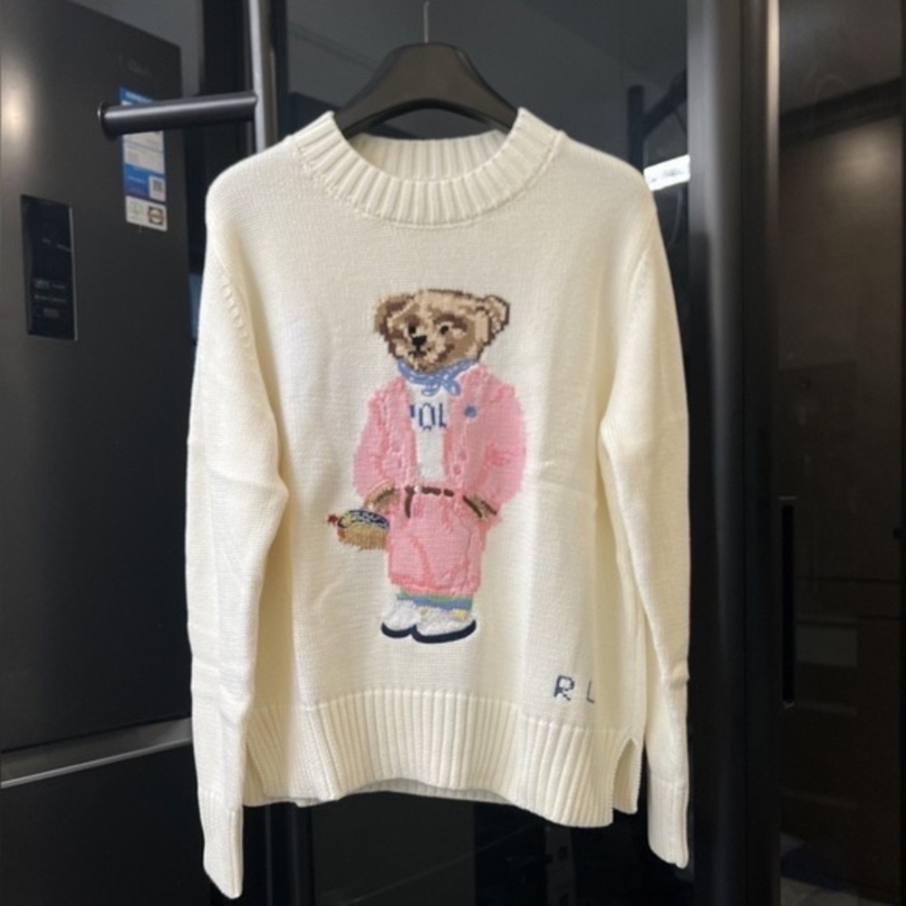 Polo by Ralph Lauren Cream Sweater with Bear Motif